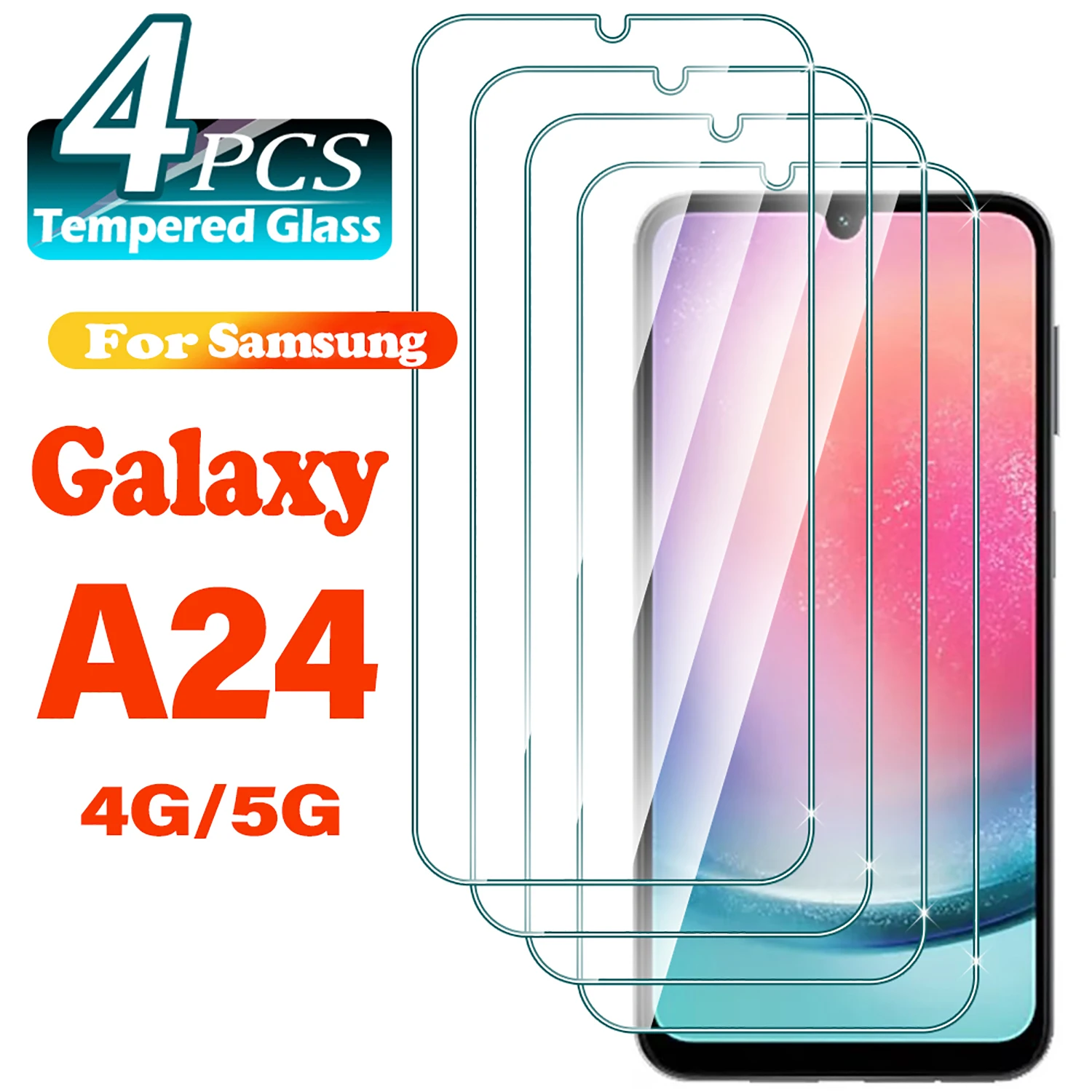 1/4Pcs Tempered Glass For Samsung Galaxy A24 A 24 4G 5G Screen Protector Glass Film