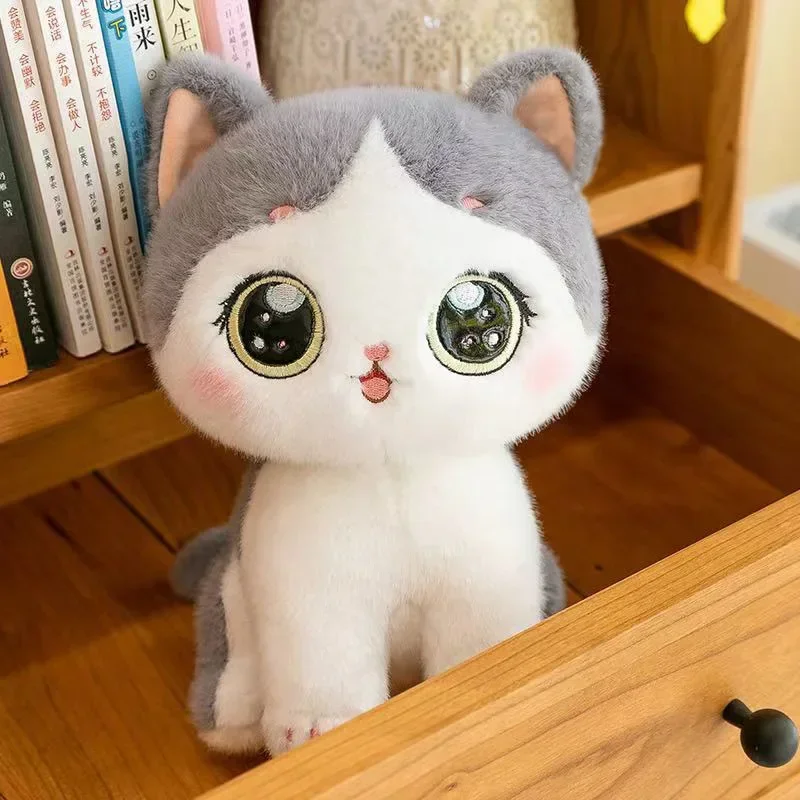 Interrupteur oreiller en peluche chat de dessin animé pour filles, jouets doux au beurre, animal kawaii, cadeau de Noël et d'anniversaire, 24cm