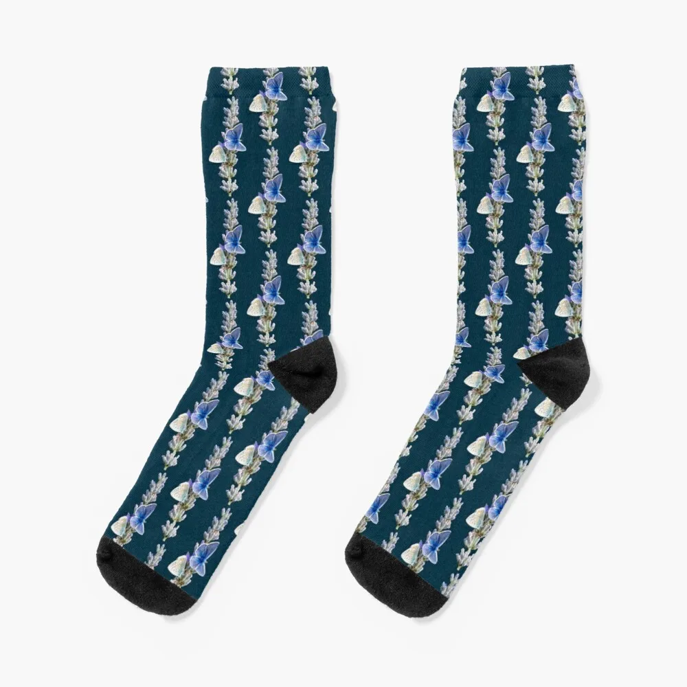 

Gift idea blue butterflies on lavender Socks Mens Gifts