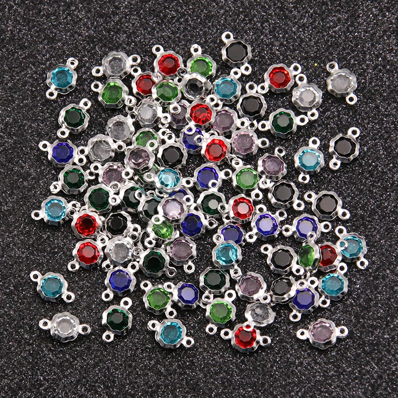 10Pcs 7X12mm 8 Color Stainless Steel Flower Charms Connector DIY Bracelet Necklace For Jewelry Making Accessories