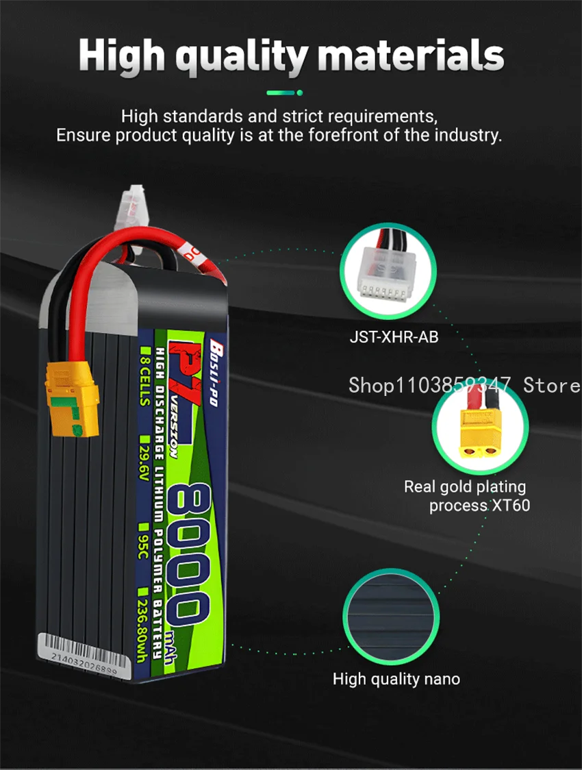BosLi-po 3-8s 95C 2200 3300 5000 5600 8000mah bateria de lítio Helicóptero de asa fixa multi-eixo FPV longa resistência