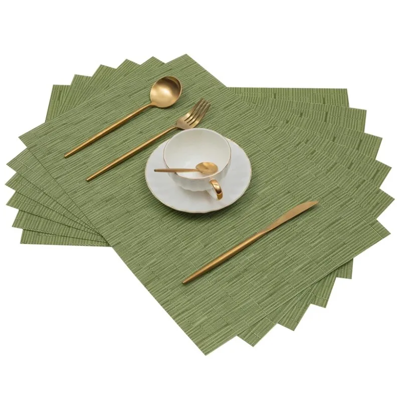 1/4/6PCS 30x45cm Square PVC Green Table Mats Pad Anti-Skid Washable Woven Vinyl Christmas Placemat for Kitchen Dining Patio 식탁매트