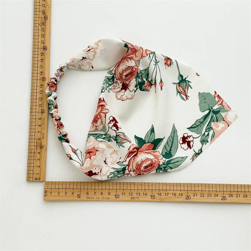 Bud Hair Scarf for Women Girls Flowers Print Bandanas Pastoral Vintage Rubber Band Elastic Triangle Headbands Summer Accessories