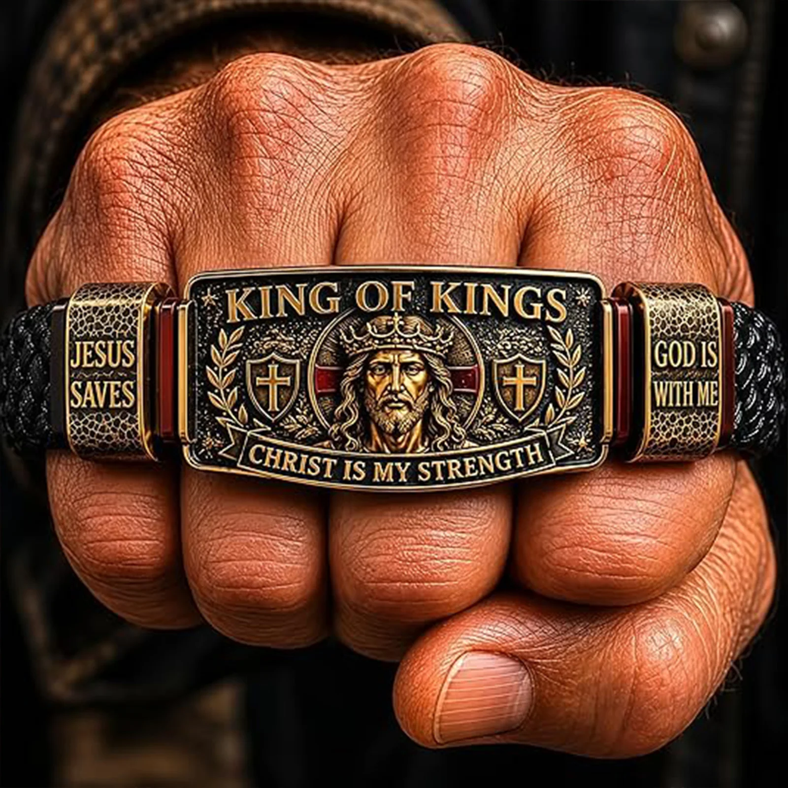 King of Kings Faith Bracelet Multi-Purpose Adjustable Christian Wristband Christian Braided Wristbands for Outdoor Church Work