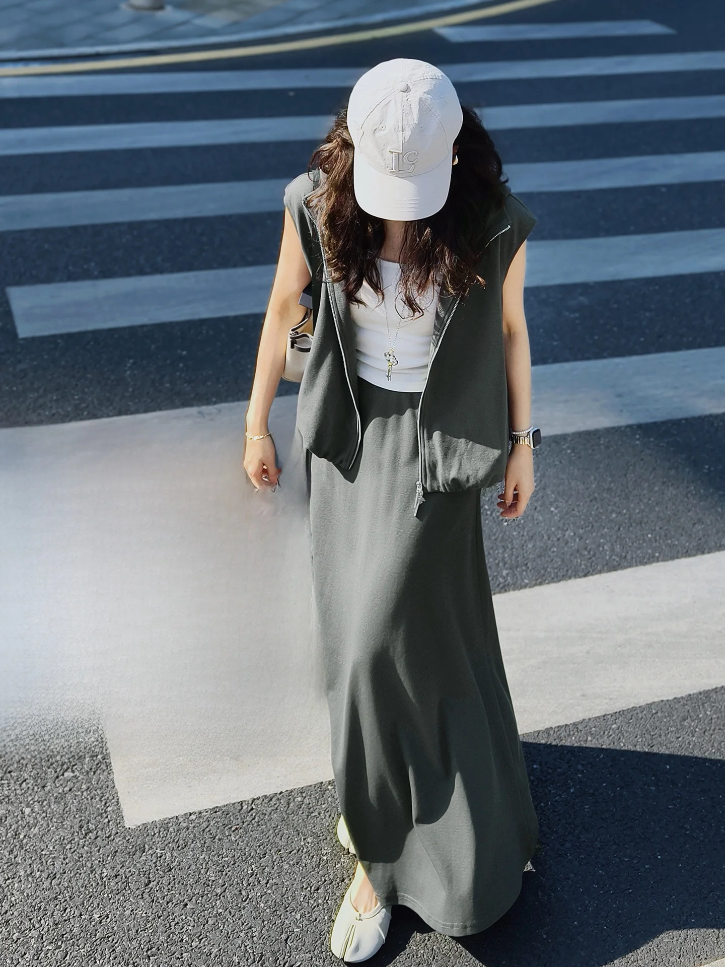 

Meiyang Casual Hatless Sleeveless Vest Skirt Set Breathable Cotton Summer Fashion Women's Two-Piece Suit Simple Style Walking...