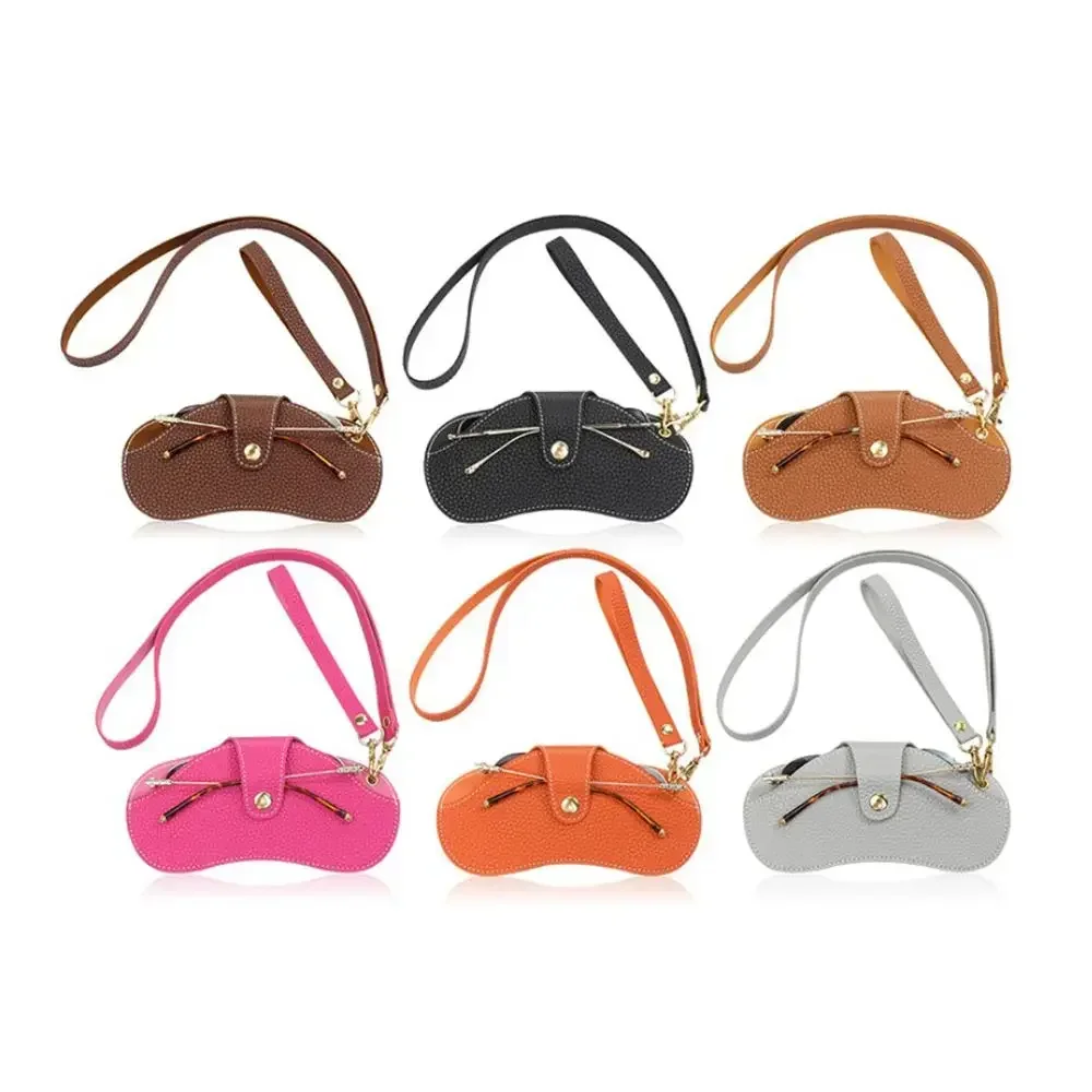 Glasses Bag PU Leather Neck Sunglasses Cases Solid color Sunglasses Bag Glasses Protective Sleeve