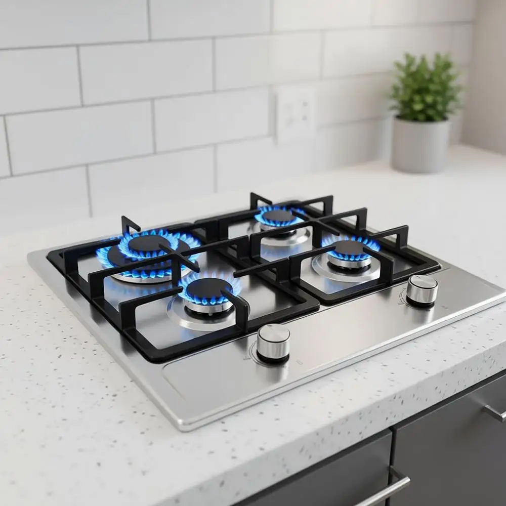 

Compact Stainless Steel 2-Burner Gas Cooktop for Built-in Use, Suitable for Small Kitchens, G/NG Convertible, Easy to Install
