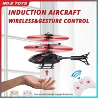 2CH RC Helicopter with Lights Gesture Sensing Remote Control Helicopter Plane Induction Aircraft Flying Kids Toys for Boys Gifts