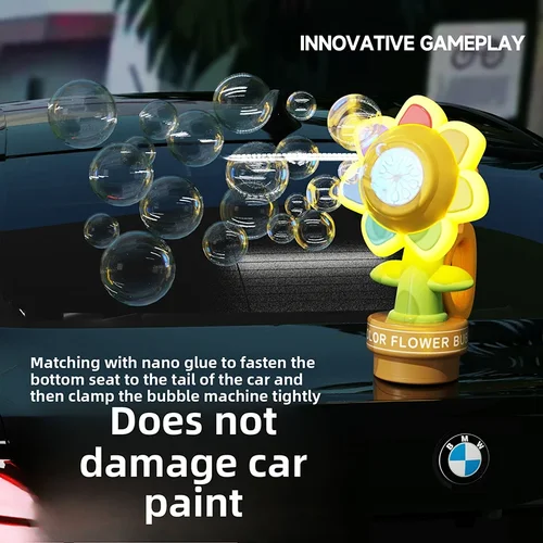 Imagen 2 del producto Máquina de burbujas de flores de siete colores con control remoto, luz colgante de burbujas de escupir por goteo para coche, máquina de burbujas de girasol oscilante