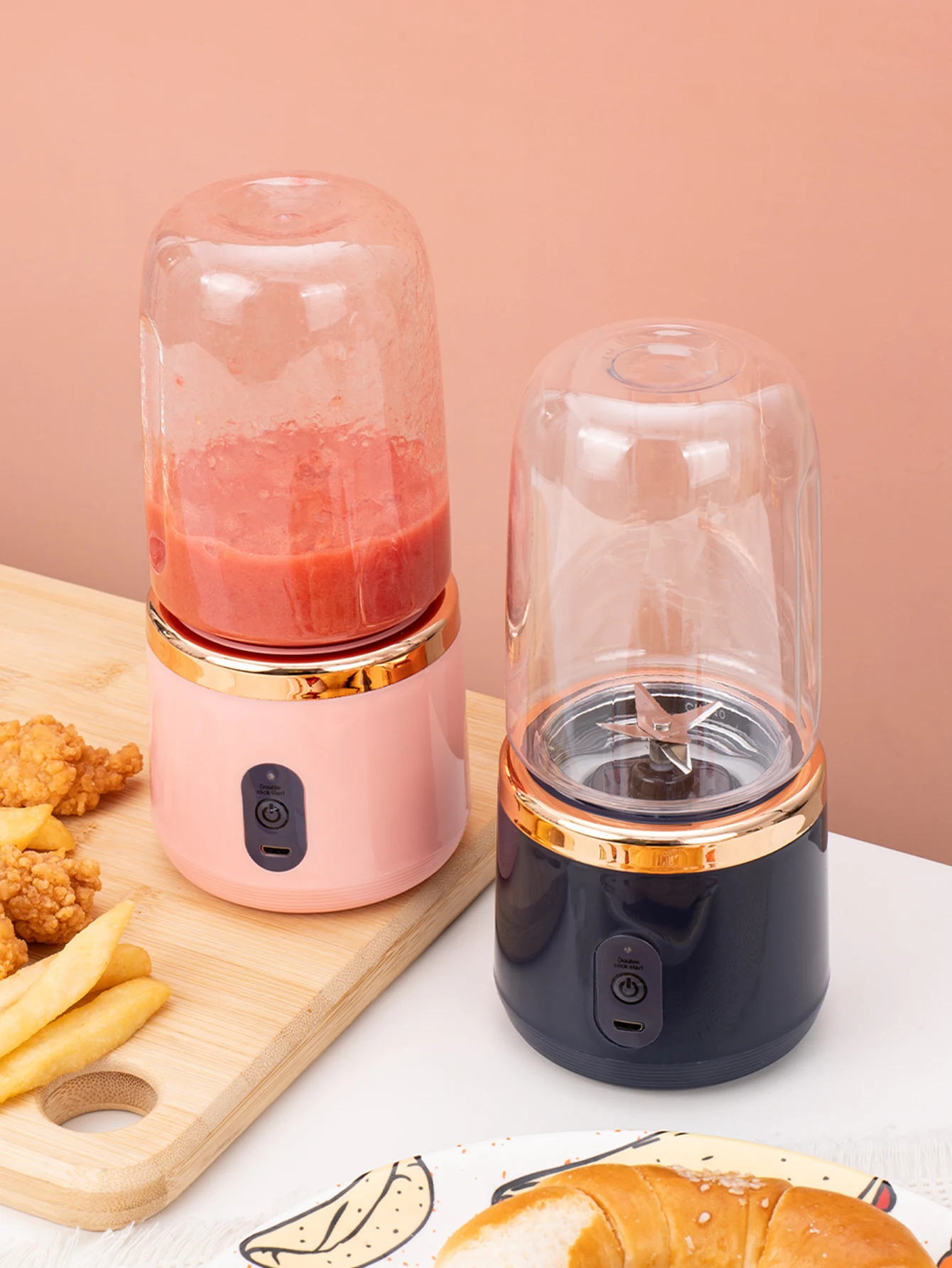 Copo Liquidificador Portátil USB Elétrico de 400ml para Smoothie, Milkshake, Casa, Academia, Cozinha, Mini Mixer.