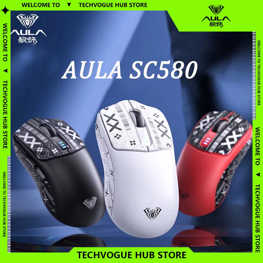 AULA SC580 Series Tri-mode Lightweight Mice 10000DPI Wireless Bluetooth Gaming Mouse Desktop Customized PC E-sports Accessories