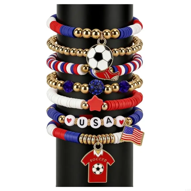 Handmade Football Themed Bracelets With Vibranting Team Pattern For Fan And Players