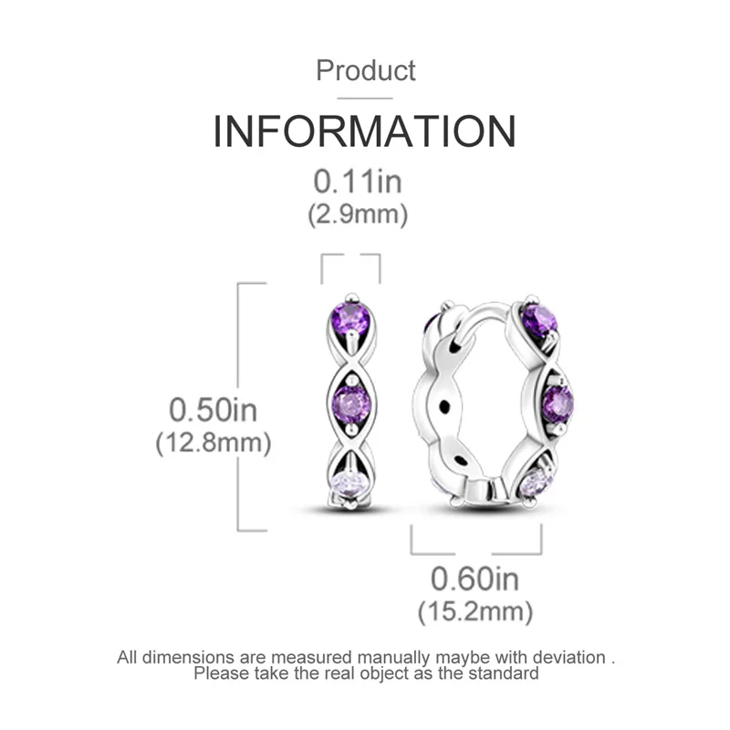 Sparkling Colorful Hoop Earrings 925 Sterling Silver Hypoallergenic Jewelry Embellished With Zircon Elegant Luxury Style Female