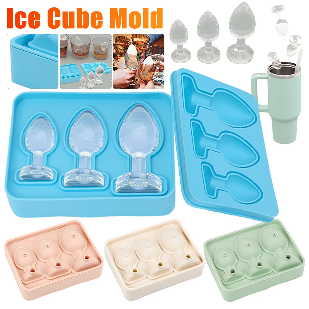 Silicone Prank Ice Cube Mold Fun Shape Novelty Butt Plug Shaped Ice Cube Mold for Ice Chilling Whiskey Cocktails Juice Drink