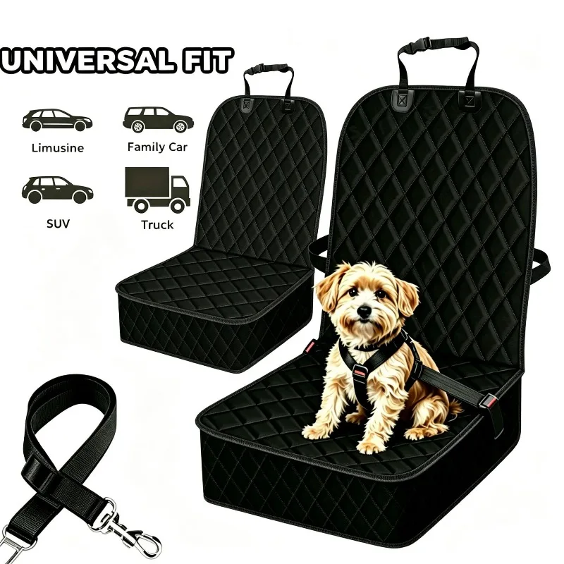 Quilted Pet Front Seat Booster Waterproof 600D Oxford Raised Frame Adjustable Straps Safety Tether Universal Car SUV Pet Travel Dog Owners pet