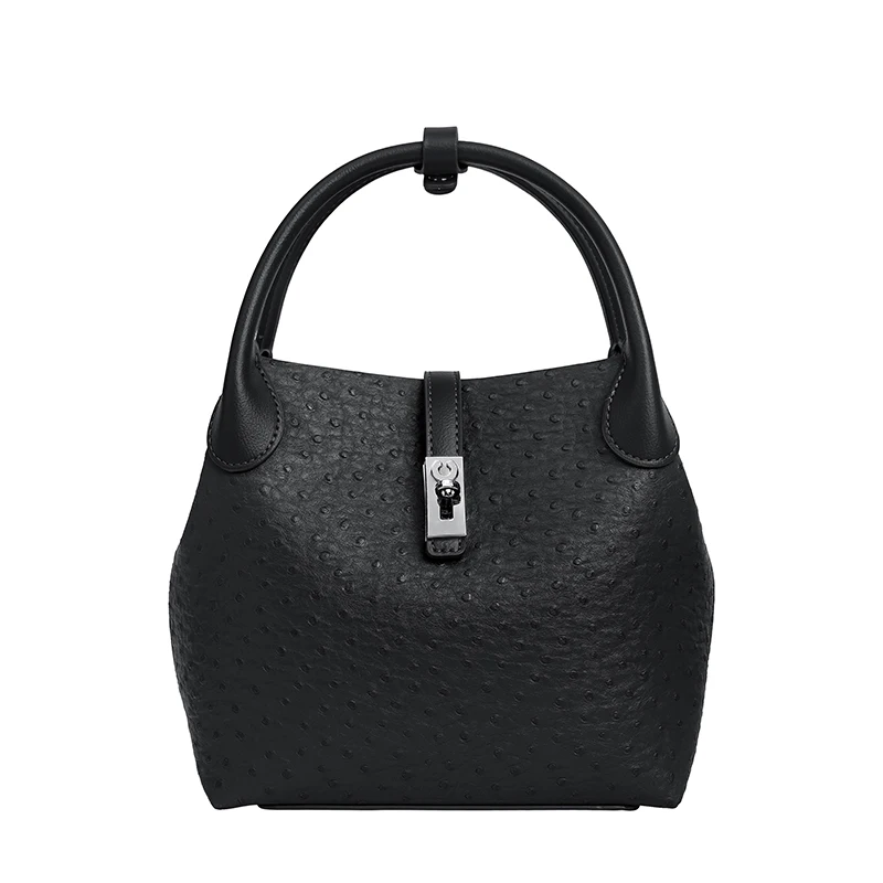 

2026 New Elegant Black Leather Bucket Bags for Women Handbags 2pcs Set Tote Purse Bag Hot Sales