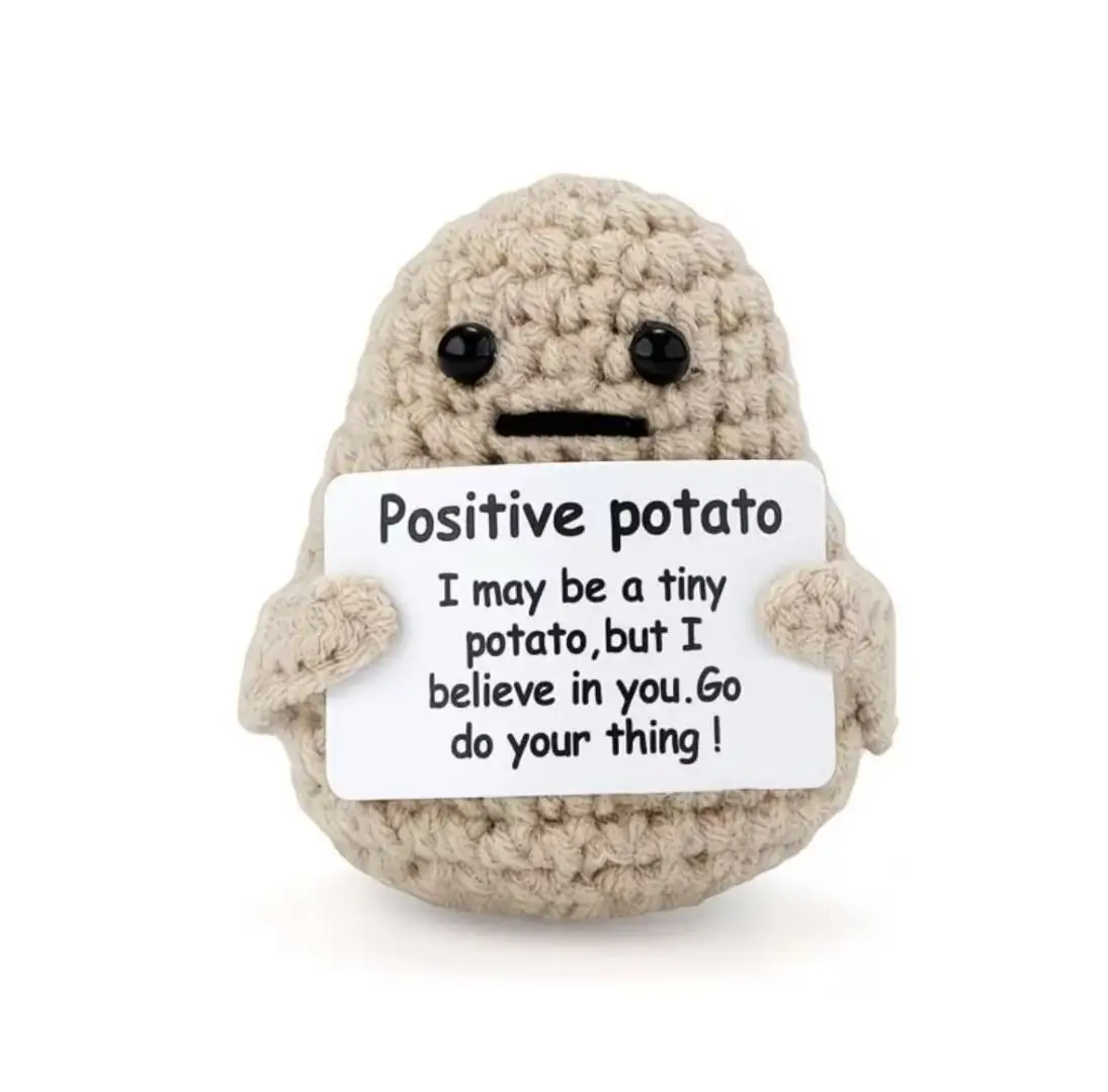 Positive Energy Crochet Doll Pocket Hug Handmade Knitted Amigurumi Vegetable Avocado Funny Emotional Support Gift