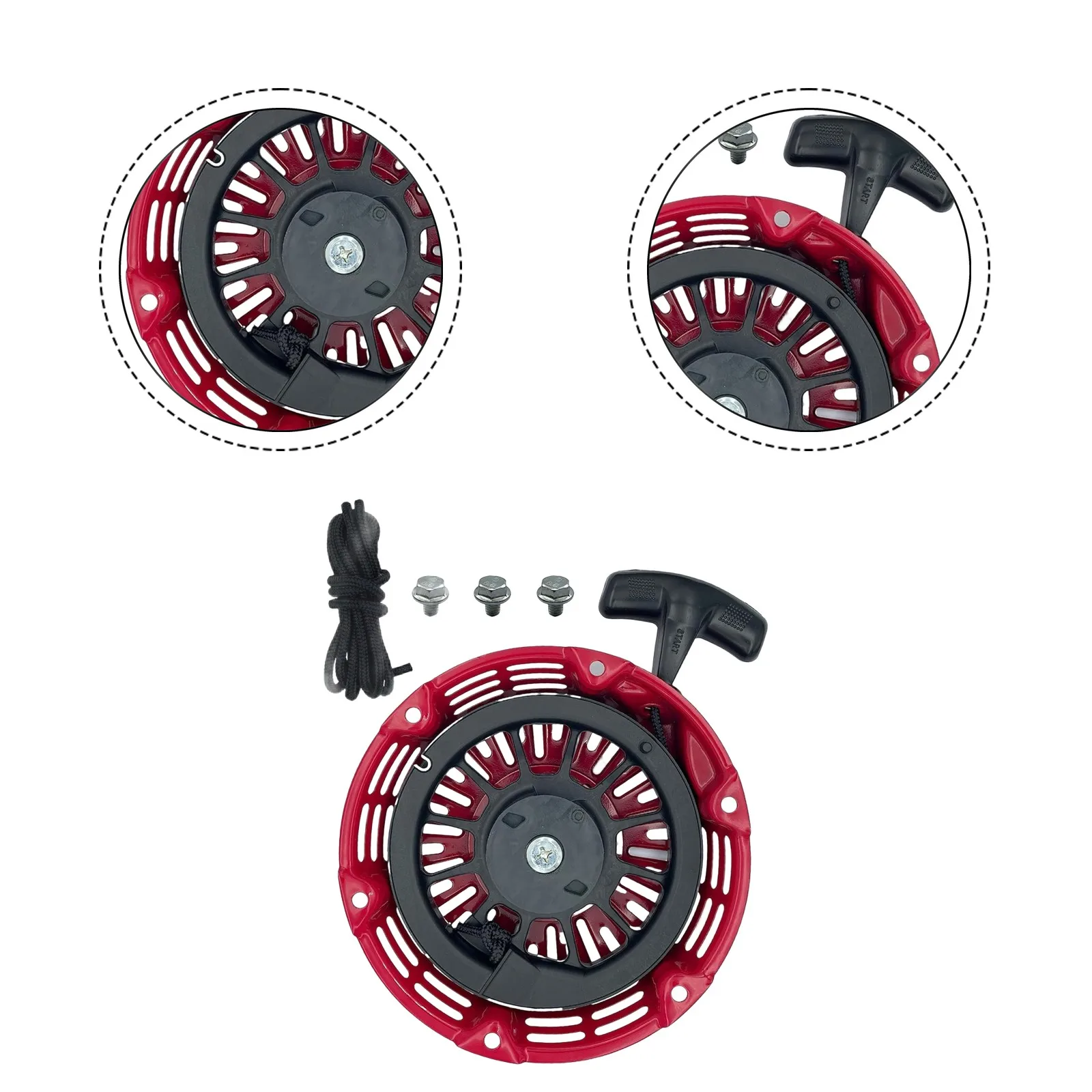 Replacement Recoil Starter Assembly for Honda For GX160 For GX200 Engines 55 Includes Steel Rod Pawls and Pull Rope Kit view 4