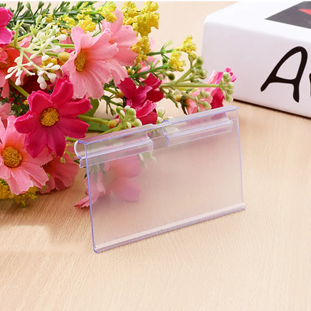 100枚入り-プラスチック製価格タグ-透明-05x6cm-スーパーマーケット、モール、店舗、小売店用ラベリング用プラスチック価格タグ