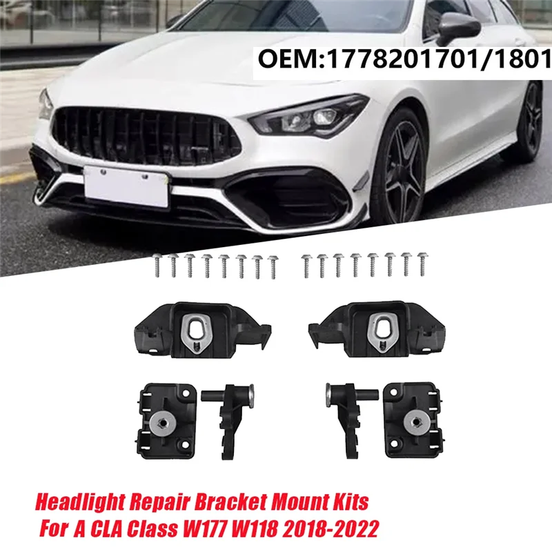 Kits de montaje de soporte de reparación de faros delanteros para Mercedes Benz, A1778201701, A1778201801, Clase A CLA, W177, W118, 2018-2022, 1 par