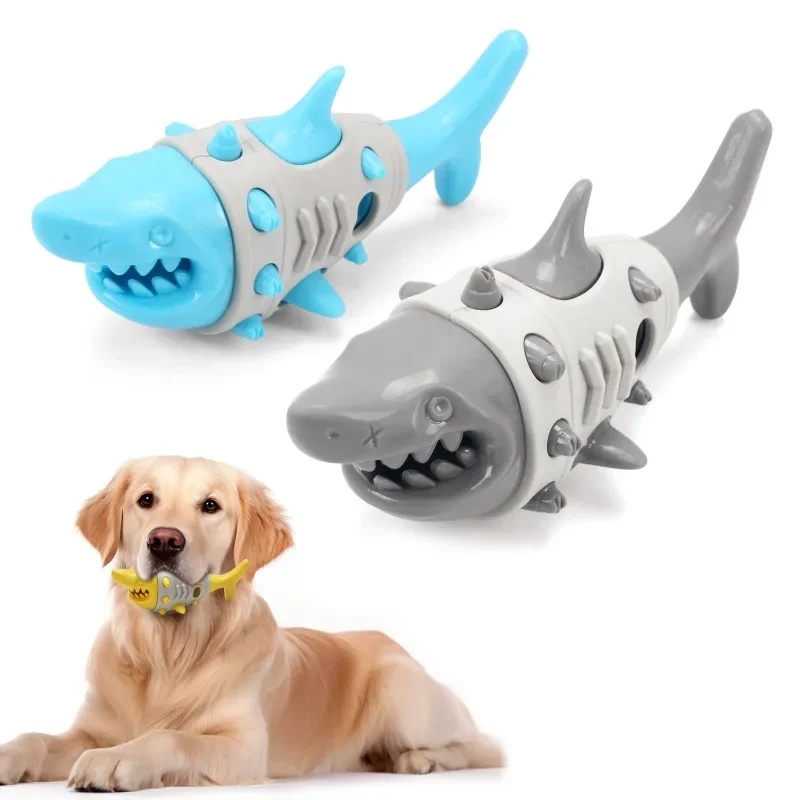 

Simulation shark leakage soft glue TPR dog toy bite-resistant vent cleaning tooth grinding stick dog toy