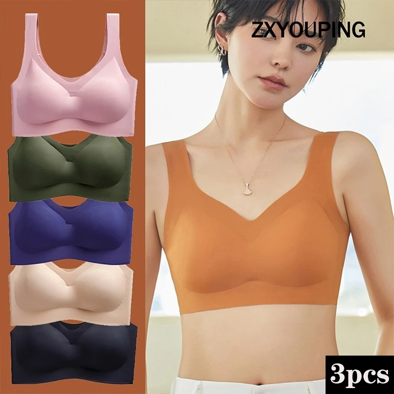 

3PCS Sexy Sports Bra Seamless Bra with Pads Comfortable Without Steel Ring Sleep Push Up Underwear Plus Size M-XXL