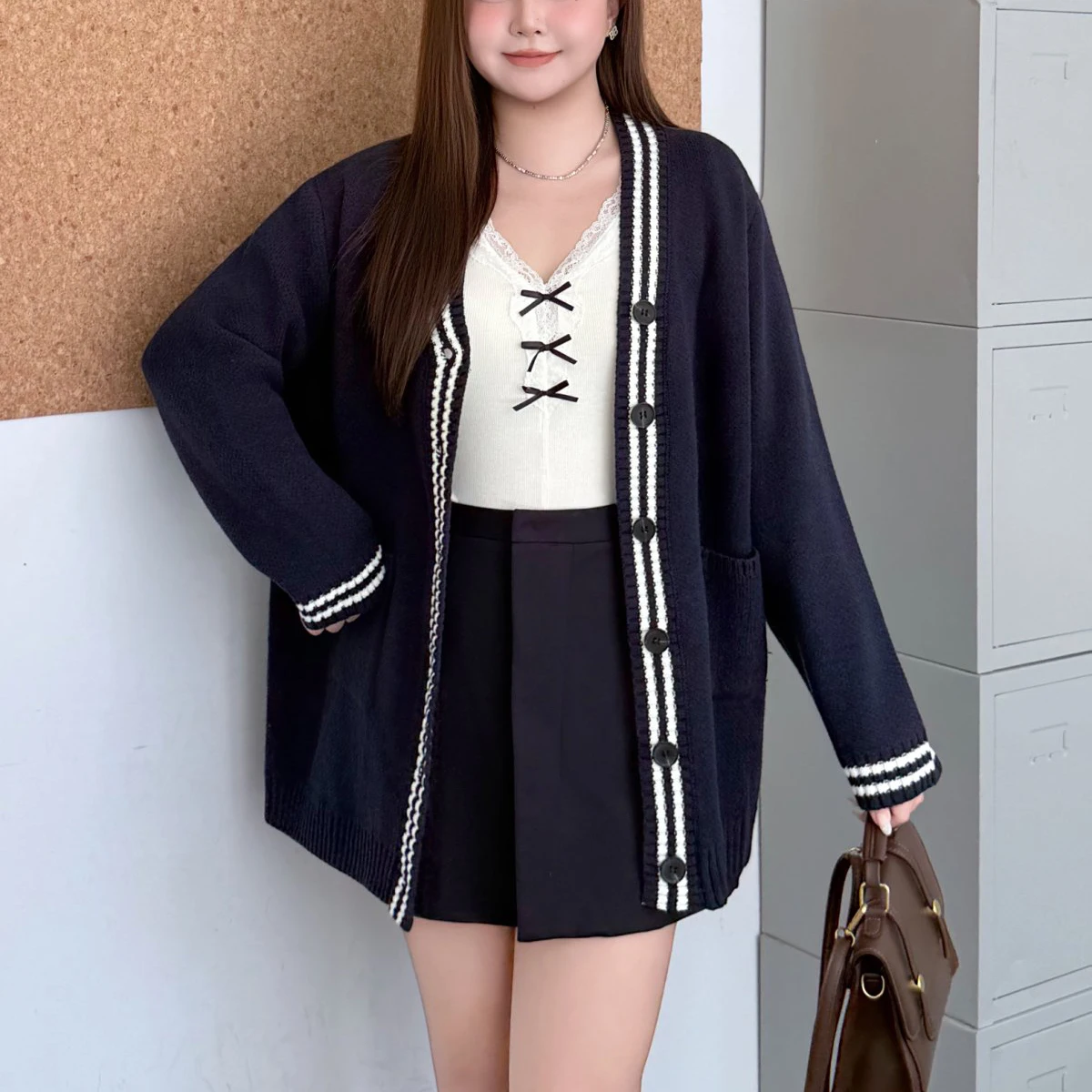 

Модный женский кардиган больших размеров, куртка премиум-класса, повседневные вязаные свитера с цветными блоками в стиле ретро, осенний новый стиль, свободные