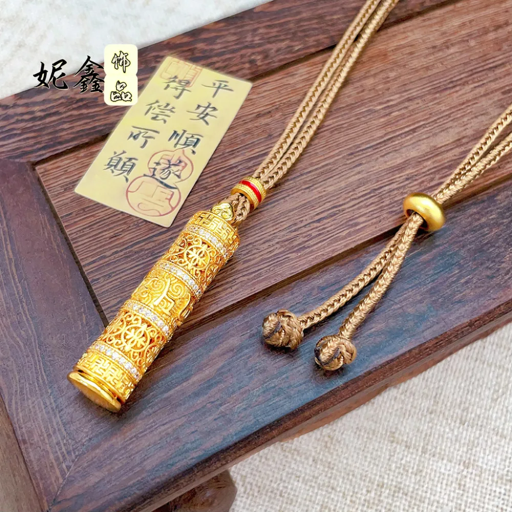 

Men's & Women's Buddha Pendant, 24K Gold, AU999 | "Tranquility" engraving with kasaya motifs, gender-specific chain designs.