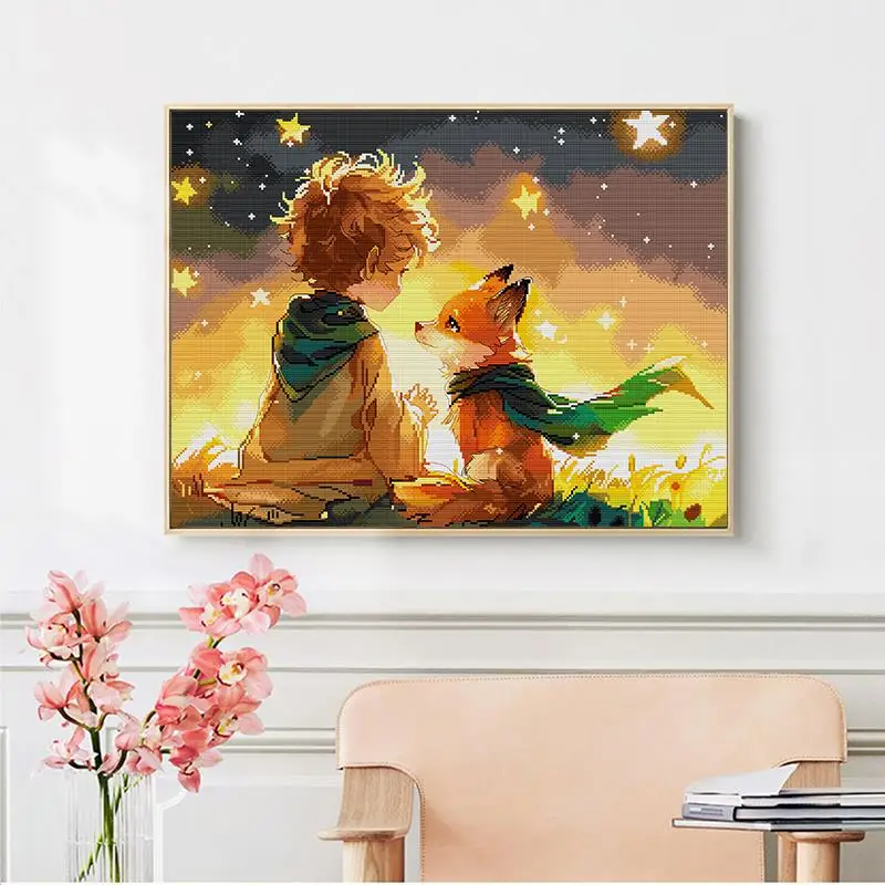 Boy with Dog Joy Sunday Cartoon Character Cross Stitch Set 14 16 11ct Canvas Print Embroidery Kit DIY Embroidery Home Decor Gift