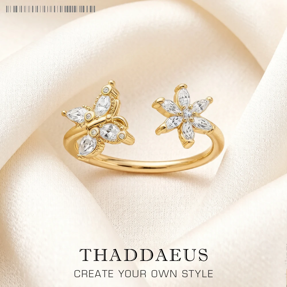 

Butterfly With Flower Ring,Fine Jewerly For Women Brand New Romantic Gift In 925 Sterling Silver
