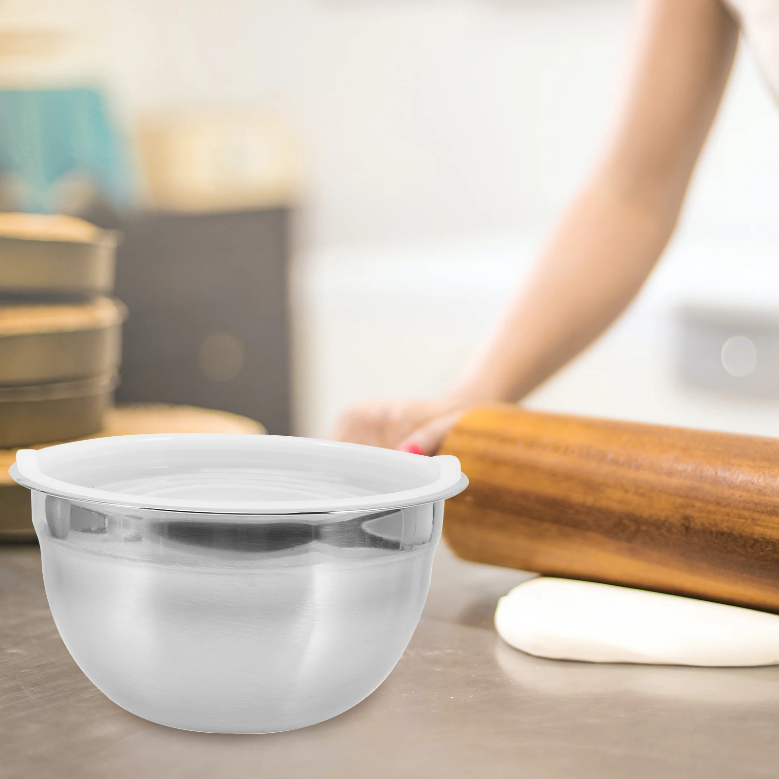 

3Pcs Stainless Steel Mixing Bowls With Lids Kitchen Salad Dessert Noodle Baking Supplies