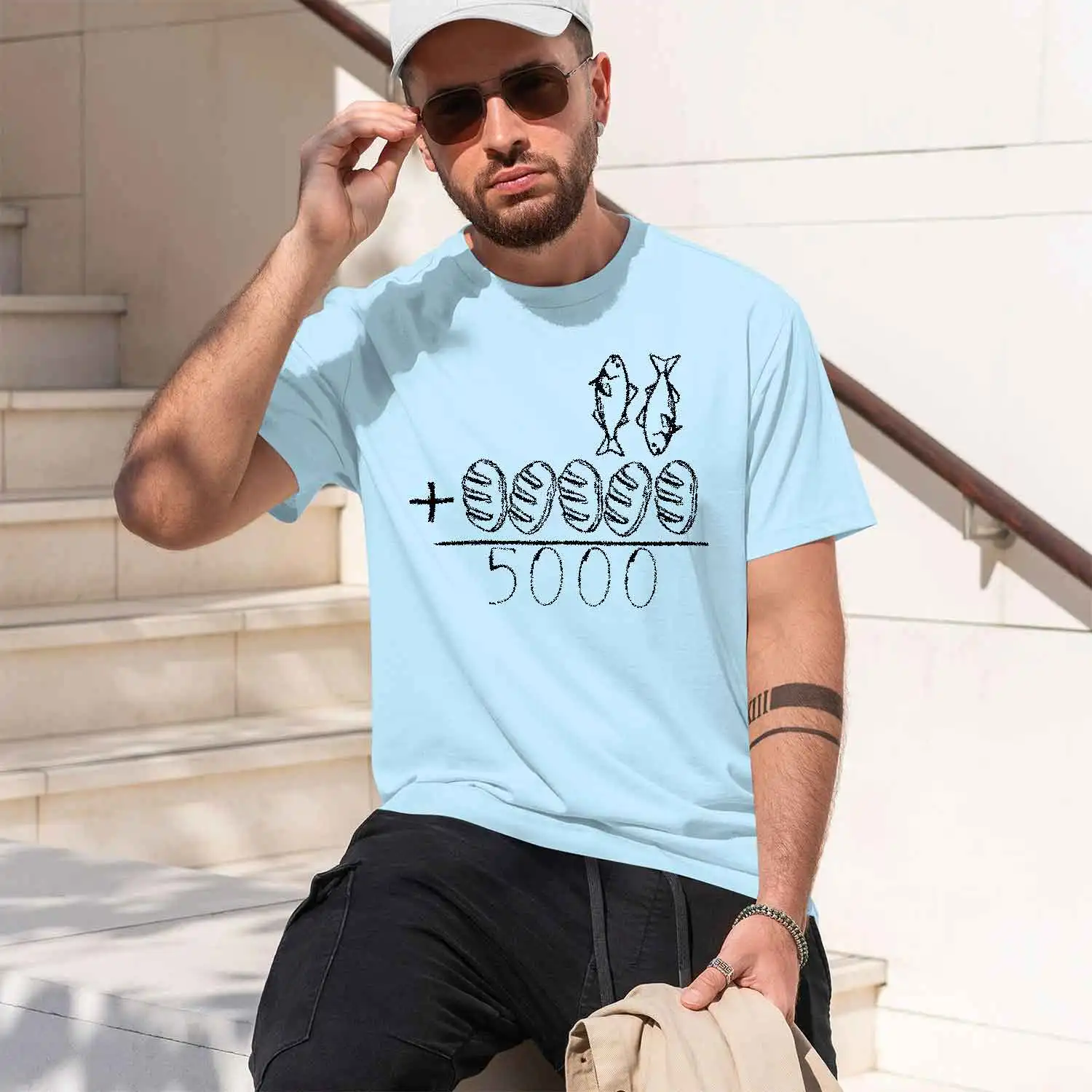 2 Fishes 5 Brea Jesus Fee The 5000 ristian Bible Verse T-Shirt Funny Shits Casual Regular Short-sved O-ne 2026 New Model Short-s view 4