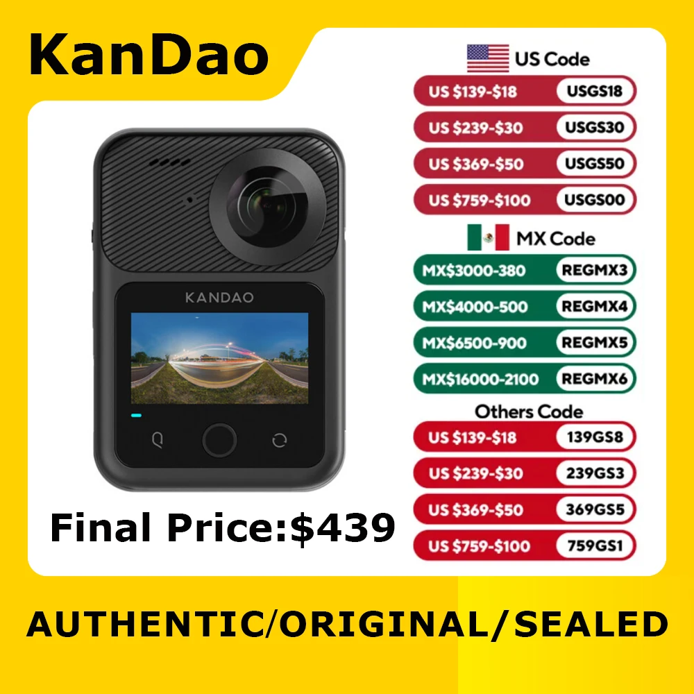 Original KaoDao QooCam 3 Ultra Ultimate Vision 8K 360 Camera - 1/1.7