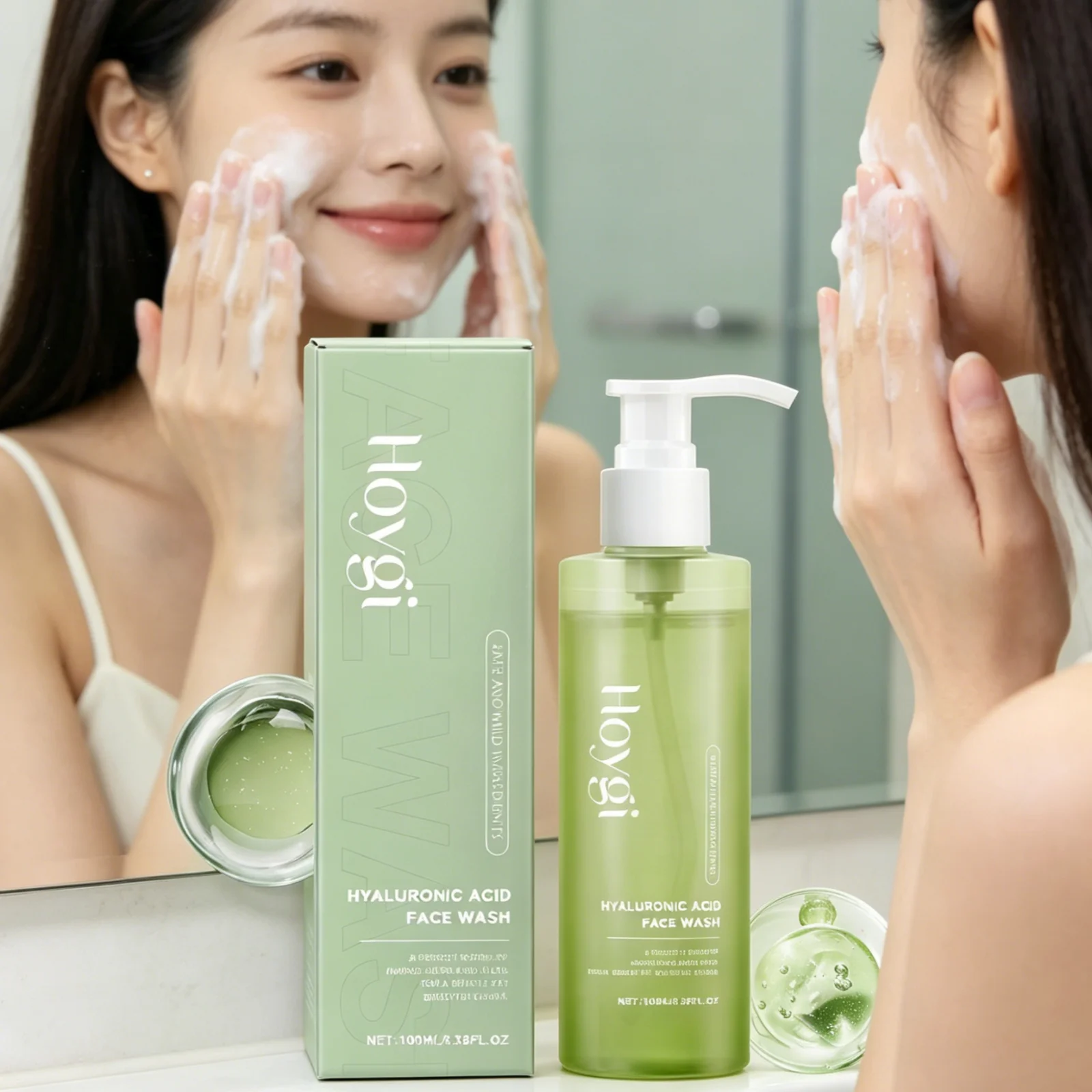 Hoygi Hyaluronic Acid Face Wash Powerful Cleaning Gentle Exfoliation Improve Skin Radiance Moisturizing Refreshing Cleansing Gel