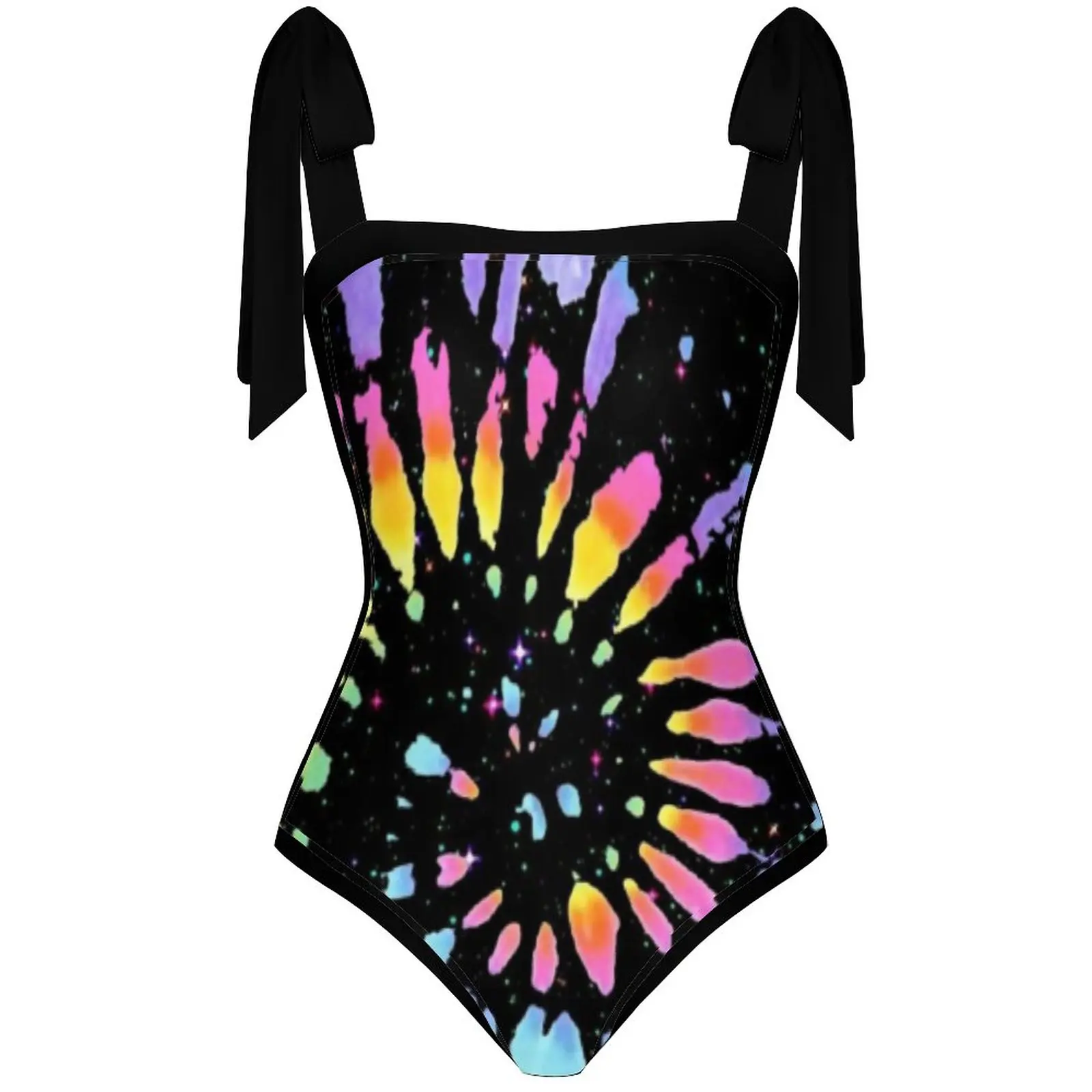 Fashion Colourful Prints Swimsuit Women Square Neck Bandage One Piece Swimwear Sexy Backless Beach Bikini Summer Beachwear