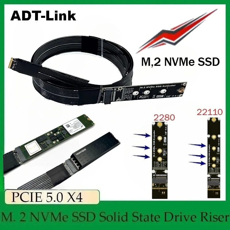 

128 Гбит/с M.2 NVMe M-KEY — PCIE 5.0 Удлинительный кабель Высокоскоростной экранированный Gen5 M.2 PCI-e 2230 2242 2260 2280 22110 Кабель-адаптер SSD