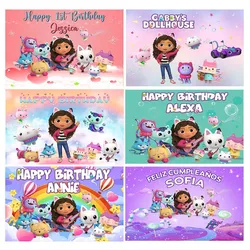 Woncol Gabby Dollhouse Photography Backdrop Girl Birthday Photo Backdrop Baby Shower Decor Banner Vinyl Polyester Photo Prop