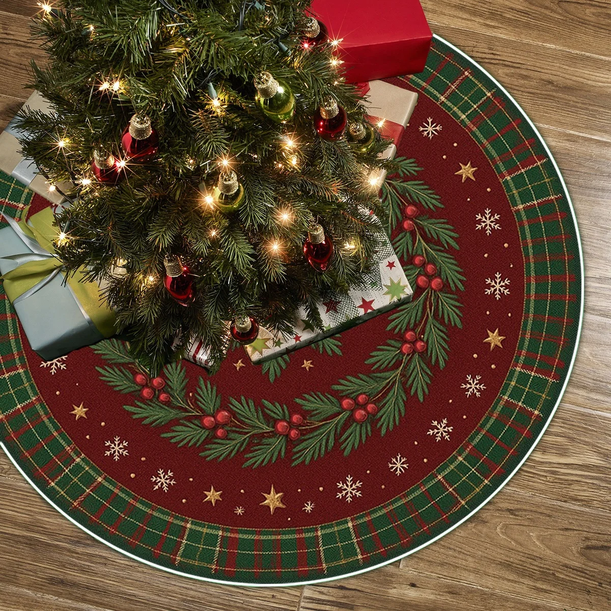 VIKAMA ผ้าปูพื้นลายตารางสำหรับ - Home Decor Xmas Tree บทวิจารณ์และราคา