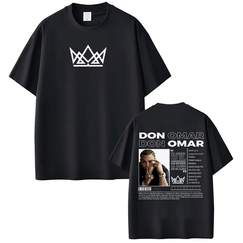 Rapper Don Omar Album Tour Print T-shirts Men Women Hip-hop T-shirts Short-sleeved Loose Casual Cotton Harajuku Punk T-shirts