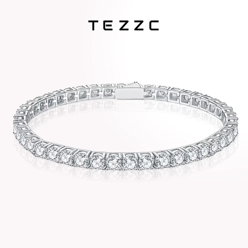 Tezzc 3-6.5mm New Style Full Moissanite Tennis Bracelet S925 Sterling Silver with GRA Diamond Bracelets for Women Man engagement