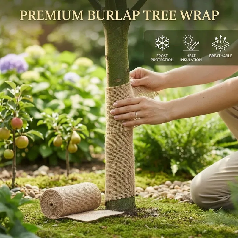 Essential Garden Tool Jute Burlap Wrap Tape for Tree Root Winter Protection Antifreeze Thermal Insulation Frost Guard.