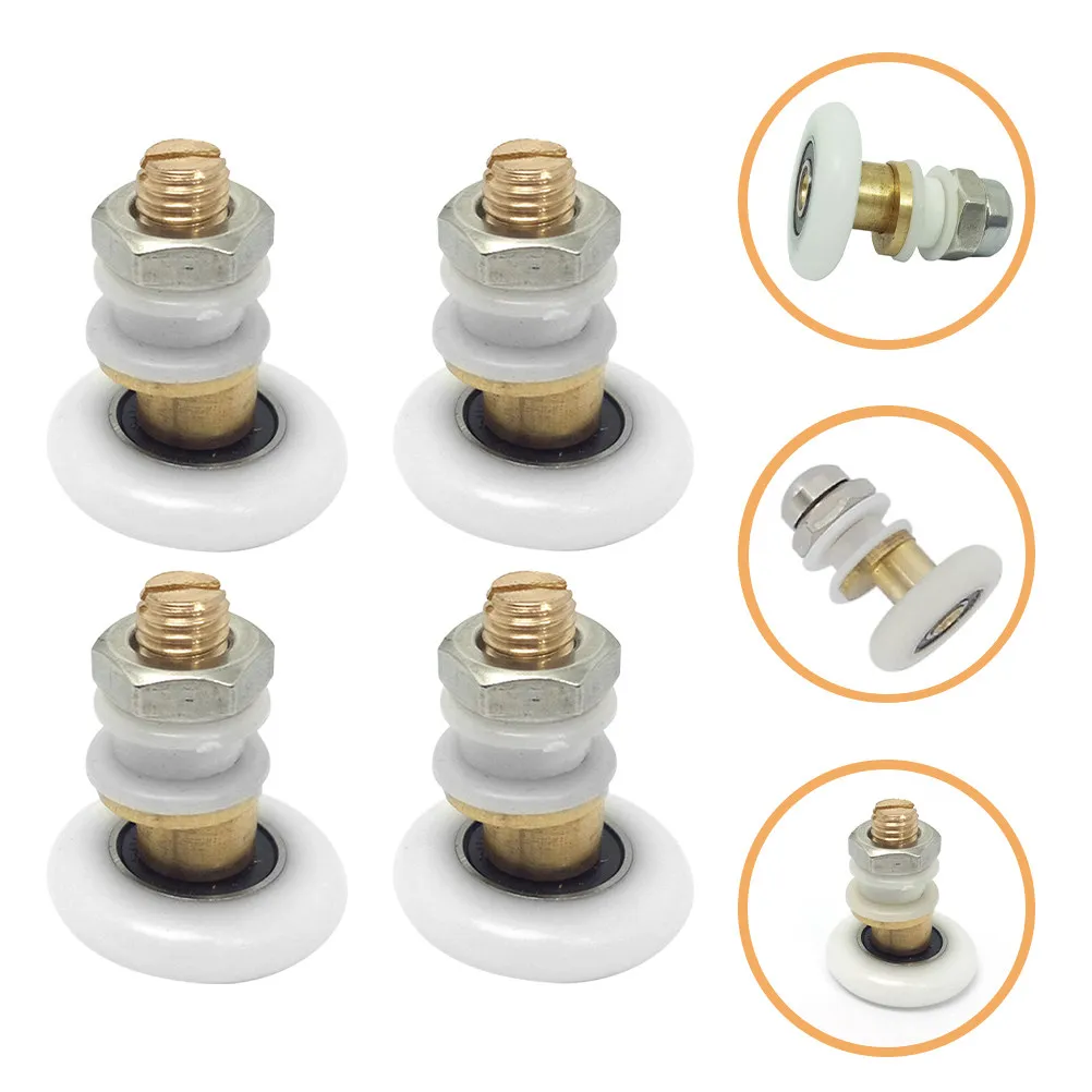 

4pcs Stainless Steel Shower Door Rollers For Glass Sliding Doors Adjustable Eccentric Wheel Smooth Operation Bathroom Track