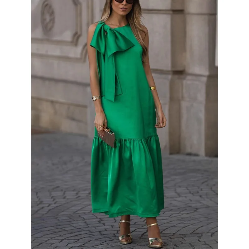 เซ็กซี่หลวมค็อกเทลปาร์ตี้เกสต์การรับรองชุดราตรีชุดราตรี Clubwear Elegant ผู้หญิง Bow Ruffle ชุดยาว