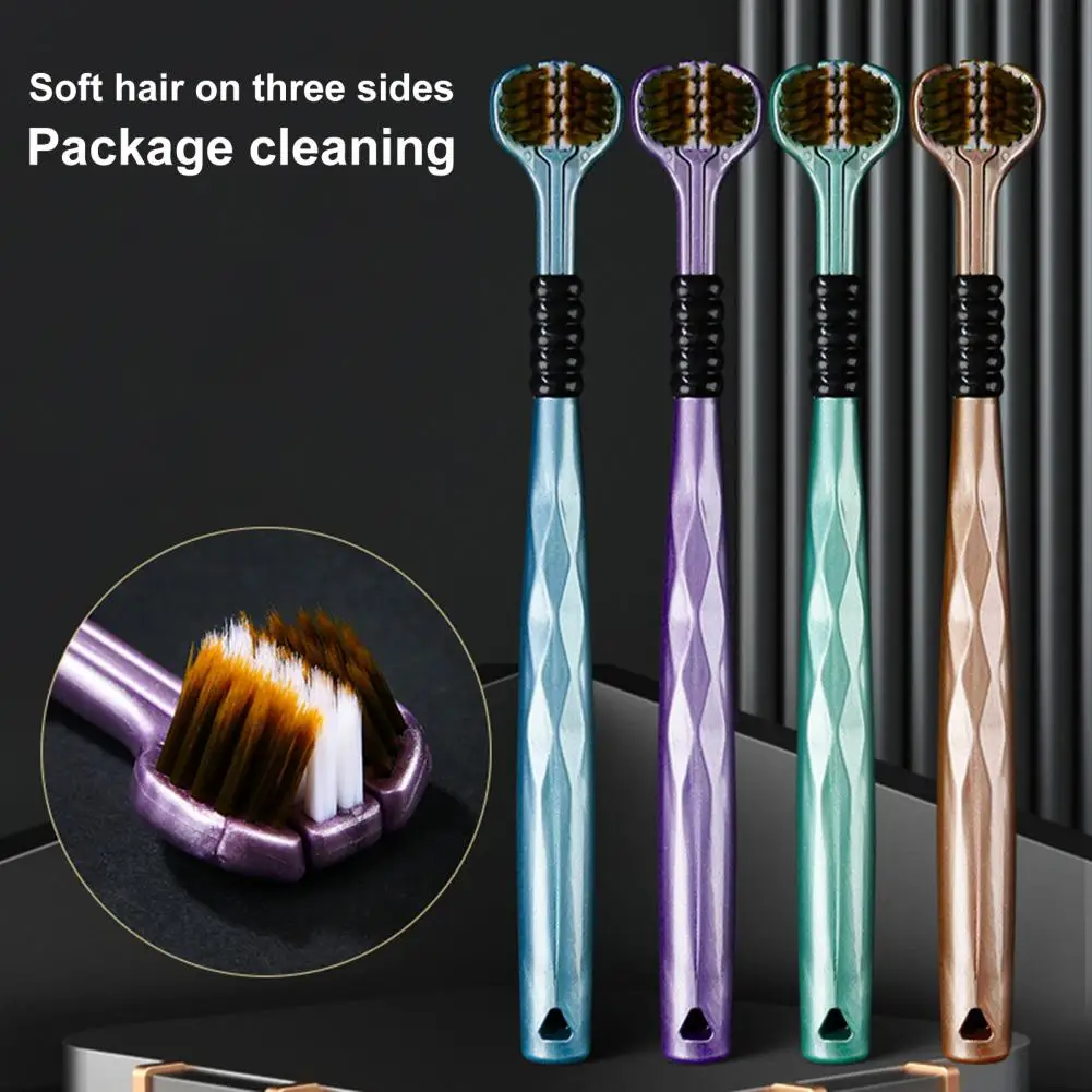 1/4 Pcs Three-Sided Toothbrush Complete Teeth Gum Care Protruding Dots Clean Tongue Coating Soft Bristles Cleaning Brush