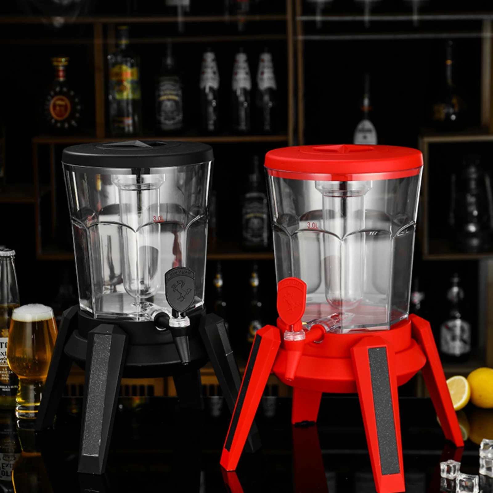 

USB-Rechargeable Beer Dispenser Transparent Barrel-Shaped Beer Dispenser Beverage Server Ice-Cooled Freestanding