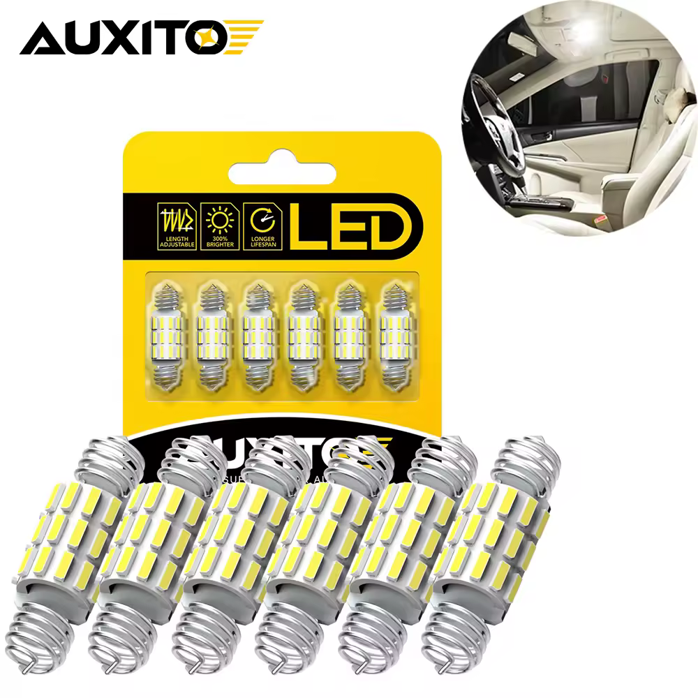 6Pcs C5W LED Canbus 31-36MM Adjustable Car Auto Festoon Dome Interior LED Lights Lamp Map Roof Reading Bulb For Ford Focus BMW