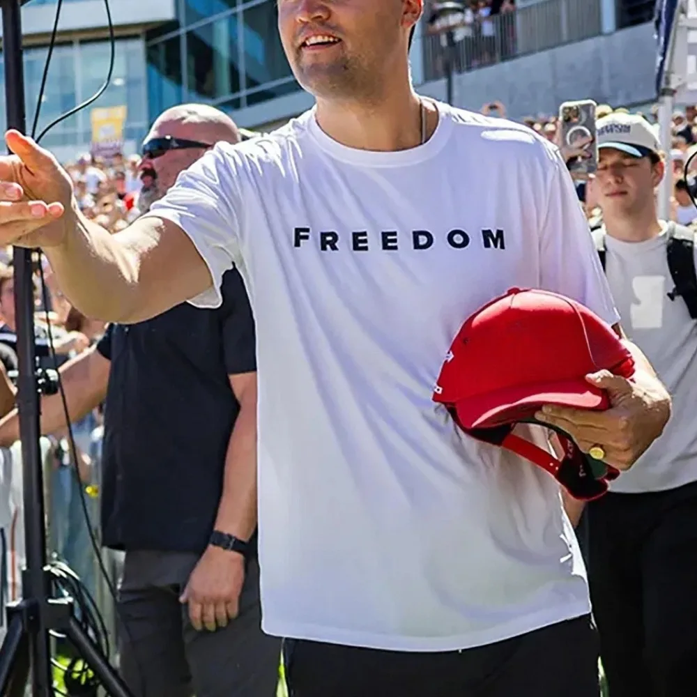 

Words Are Stronger Than Bullets Charlie Kirk Freedom Letter Print Short-sleeve Cotton Unisex Streetwear High Quality Cotton Tops