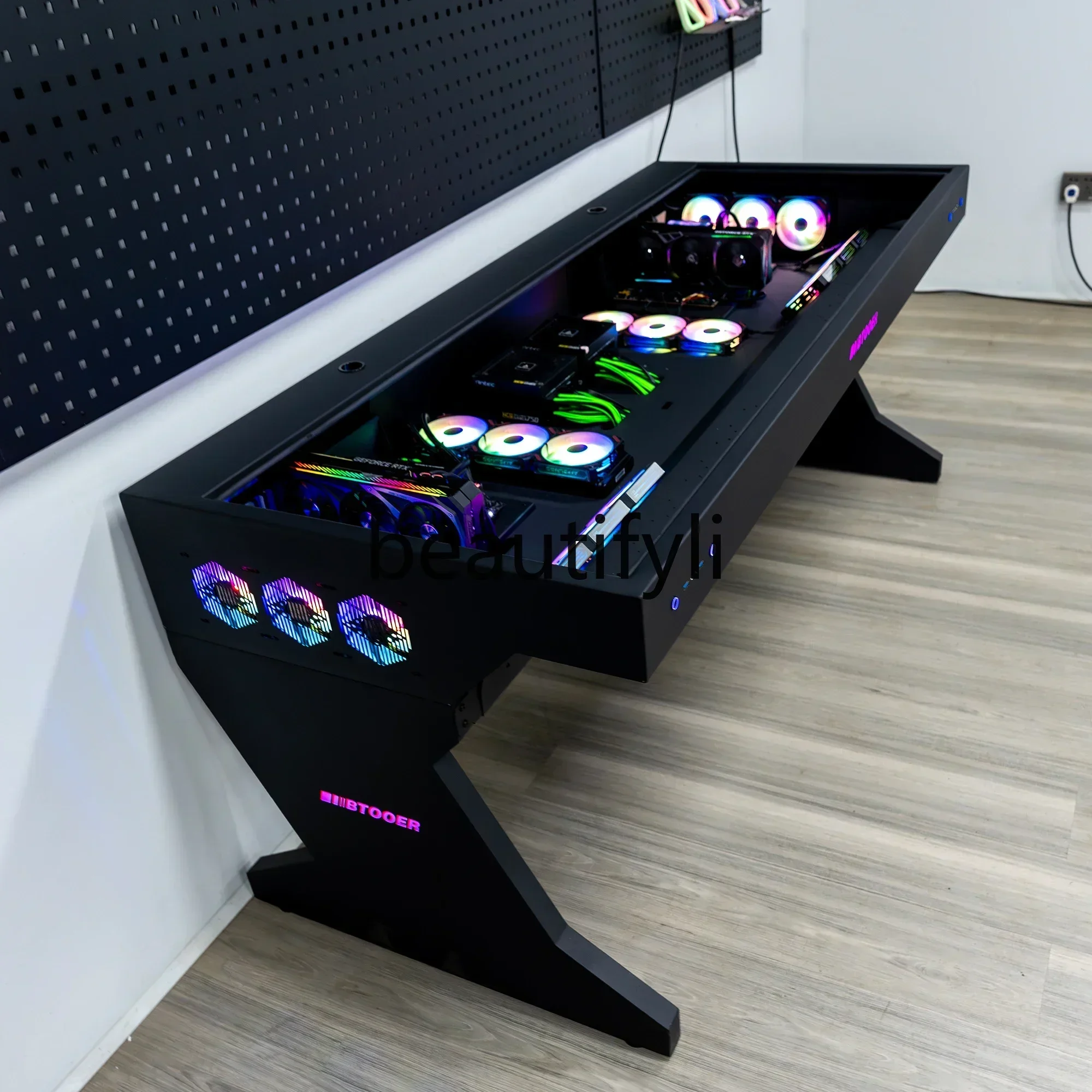 

New Arrivals Computer chassis integrated table, two hosts can be installed for two, cool MOD large chassis, water-cooled