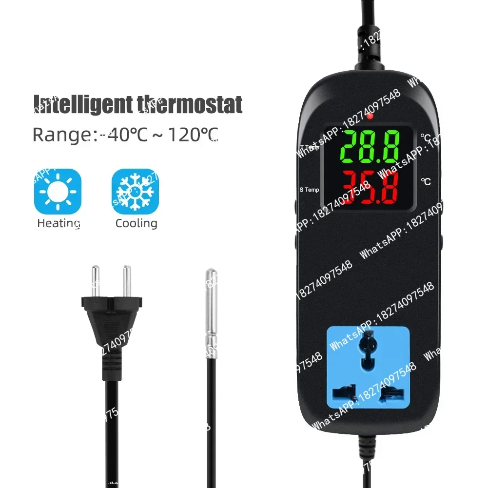 Temperature Controller Electronic Thermostat Thermocouple LED Celsius Digital Display Breeding with Socket AC 90V~250V