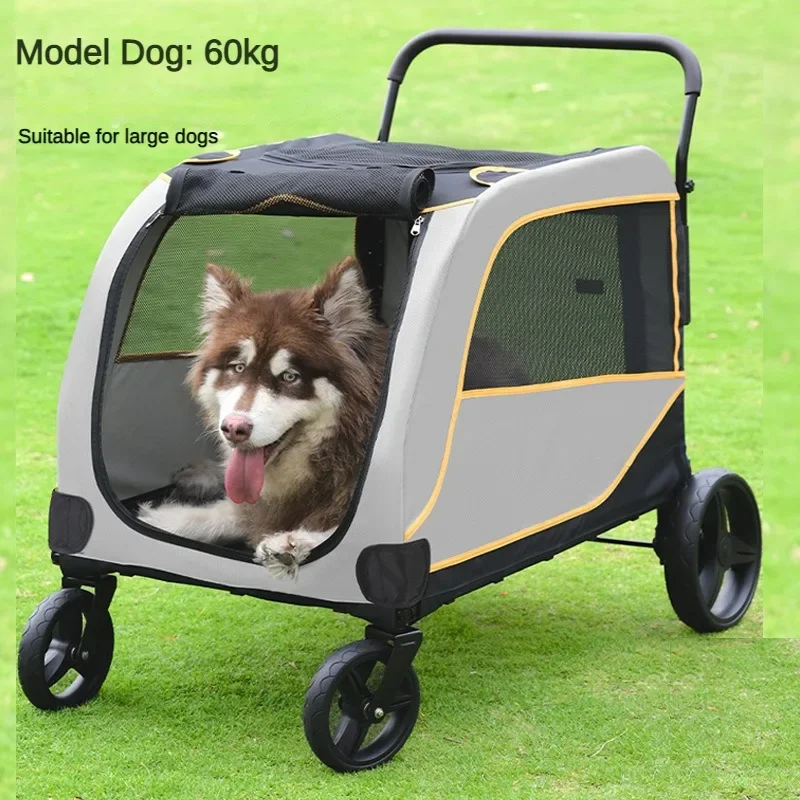 Dog Jogger Cart for Medium Large Dogs with 4 Wheels Foldable Dog Wagon Breathable Mesh Pet Stroller